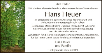 Traueranzeige von Hans Heuer von SYK