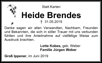 Traueranzeige von Heide Brendes von SYK