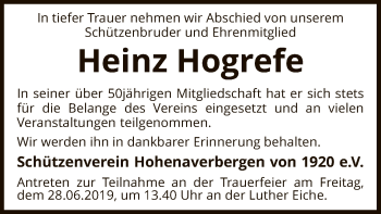 Traueranzeige von Heinz Hogrefe von SYK