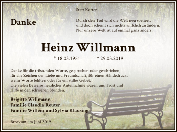 Traueranzeige von Heinz Willmann von SYK