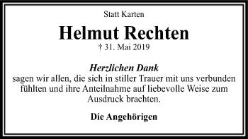 Traueranzeige von Helmut Rechten von SYK