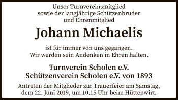 Traueranzeige von Johann Michaelis von SYK