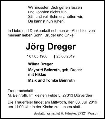 Traueranzeige von Jörg Dreger von SYK