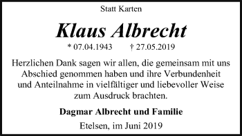 Traueranzeige von Klaus Albrecht von SYK