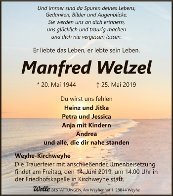 Traueranzeige von Manfred Welzel von SYK