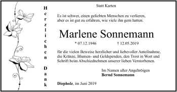 Traueranzeige von Marlene Sonnemann von SYK