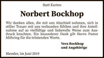 Traueranzeige von Norbert Bockhop von SYK