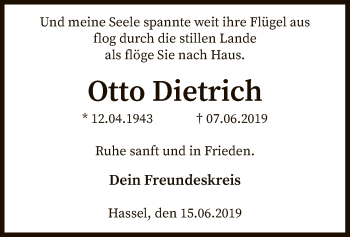 Traueranzeige von Otto Dietrich von SYK