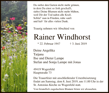 Traueranzeige von Rainer Windhorst von SYK