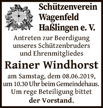 Traueranzeige von Rainer Windhorst von SYK