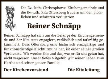 Traueranzeige von Reiner Schnäpp von SYK