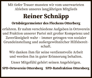 Traueranzeige von Reiner Schnäpp von SYK