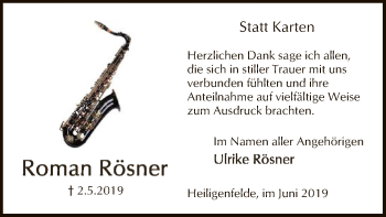 Traueranzeige von Roman Rösner von SYK