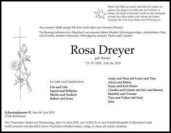 Traueranzeige von Rosa Dreyer von SYK