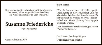 Traueranzeige von Susanne Friederichs von SYK