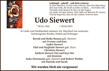 Traueranzeige von Udo Siewert von SYK