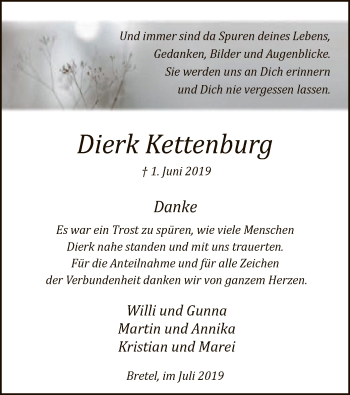 Traueranzeige von Dierk Kettenburg von SYK