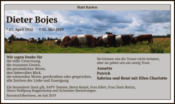 Traueranzeige von Dieter Bojes von SYK
