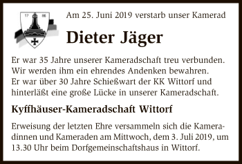 Traueranzeige von Dieter Jäger von SYK