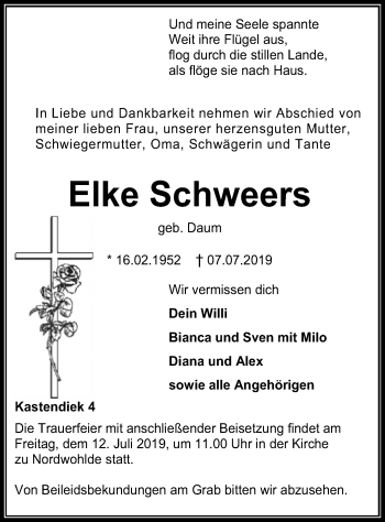 Traueranzeige von Elke Schweers von SYK