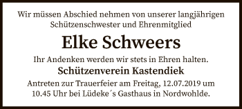 Traueranzeige von Elke Schweers von SYK