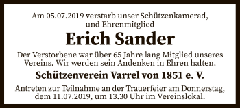 Traueranzeige von Erich Sander von SYK