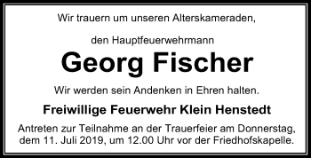 Traueranzeige von Georg Fischer von SYK