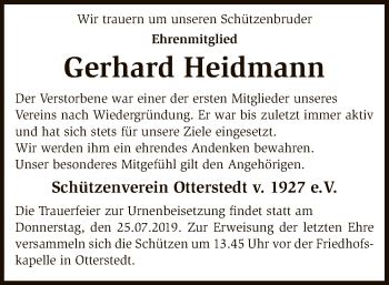 Traueranzeige von Gerhard Heidmann von SYK