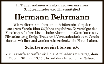 Traueranzeige von Hermann Behrmann von SYK