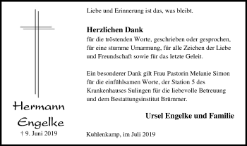 Traueranzeige von Hermann Engelke von SYK