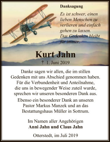 Traueranzeige von Kurt Jahn von SYK