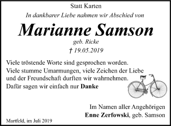 Traueranzeige von Marianne Samson von SYK