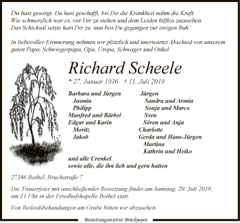 Traueranzeige von Richard Scheele von SYK