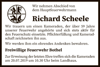 Traueranzeige von Richard Scheele von SYK