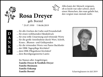 Traueranzeige von Rosa Dreyer von SYK