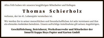 Traueranzeige von Thomas Schierholz von SYK