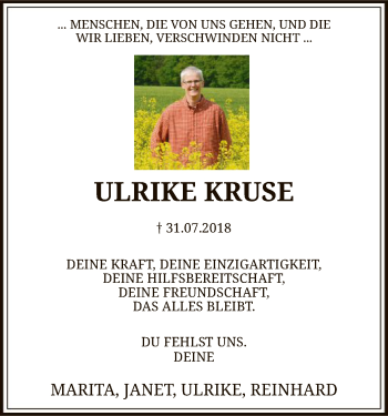 Traueranzeige von Ulrike Kruse von SYK