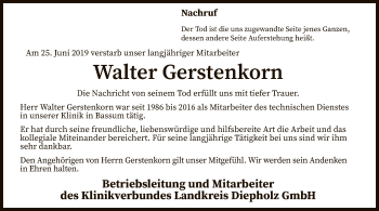 Traueranzeige von Walter Gerstenkorn von SYK