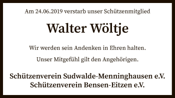 Traueranzeige von Walter Wöltje von SYK