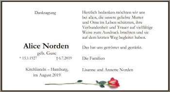 Traueranzeige von Alice Norden von SYK