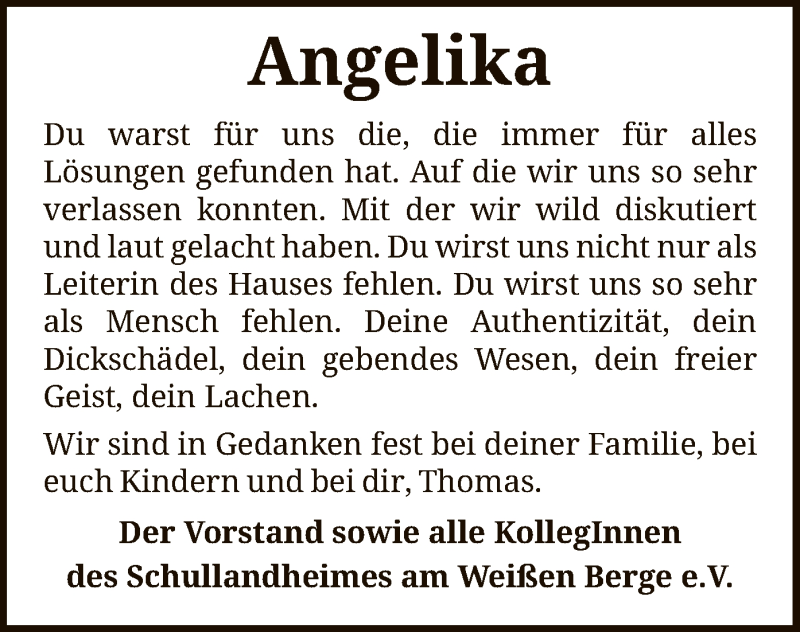  Traueranzeige für Angelika Kirschner vom 19.08.2019 aus SYK