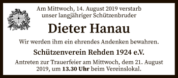 Traueranzeige von Dieter Hanau von SYK