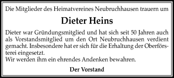 Traueranzeige von Dieter Heins von SYK