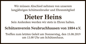 Traueranzeige von Dieter Heins von SYK