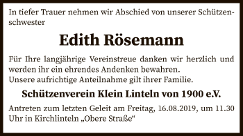 Traueranzeige von Edith Rösemann von SYK