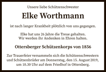 Traueranzeige von Elke Worthmann von SYK