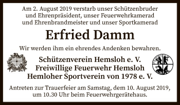 Traueranzeige von Erfried Damm von SYK