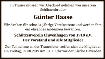 Traueranzeige von Günter Haase von SYK