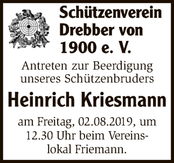 Traueranzeige von Heinrich Kriesmann von SYK