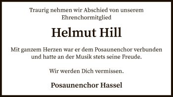 Traueranzeige von Helmut Hill von SYK